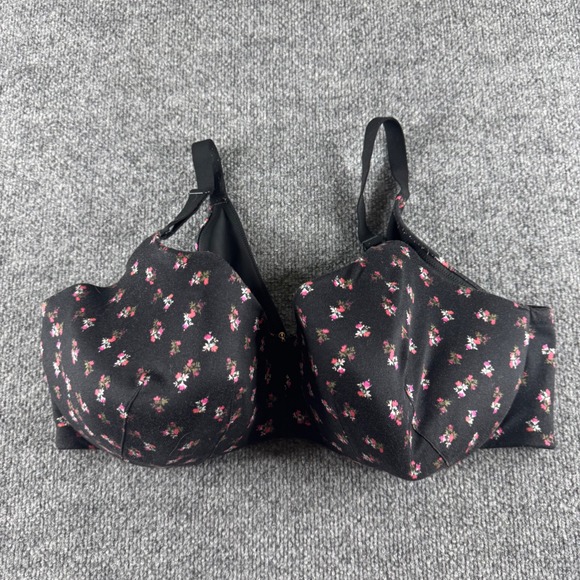 Cacique Other - Cacique Womens Floral Underwire Full Coverage Bra Black Pink 44F 1031556